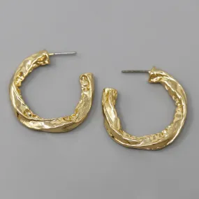 Crumpled Metal Hoop Earrings