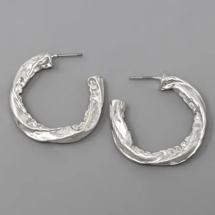 Crumpled Metal Hoop Earrings