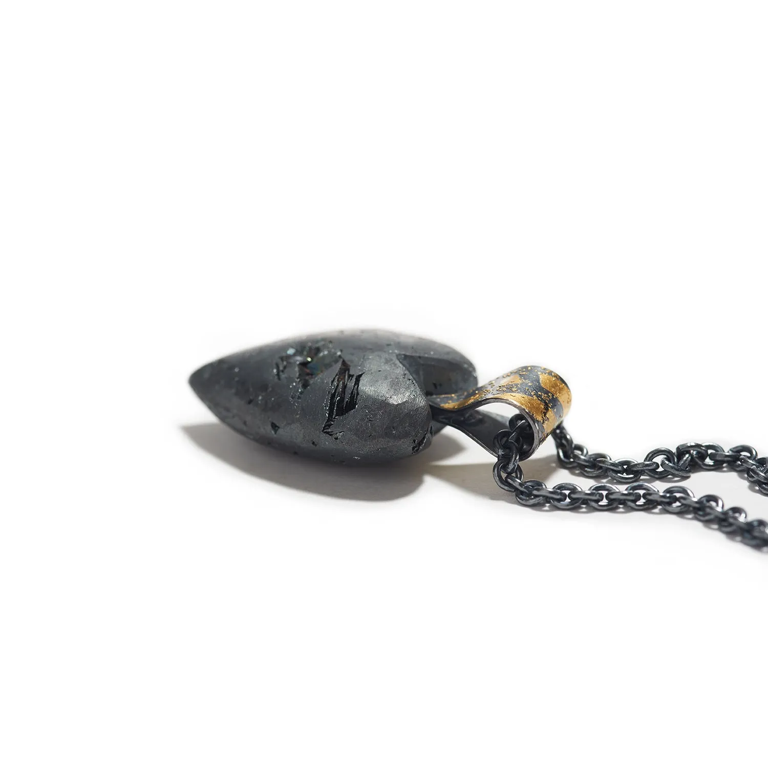 Dark Hematite Heart Pendant