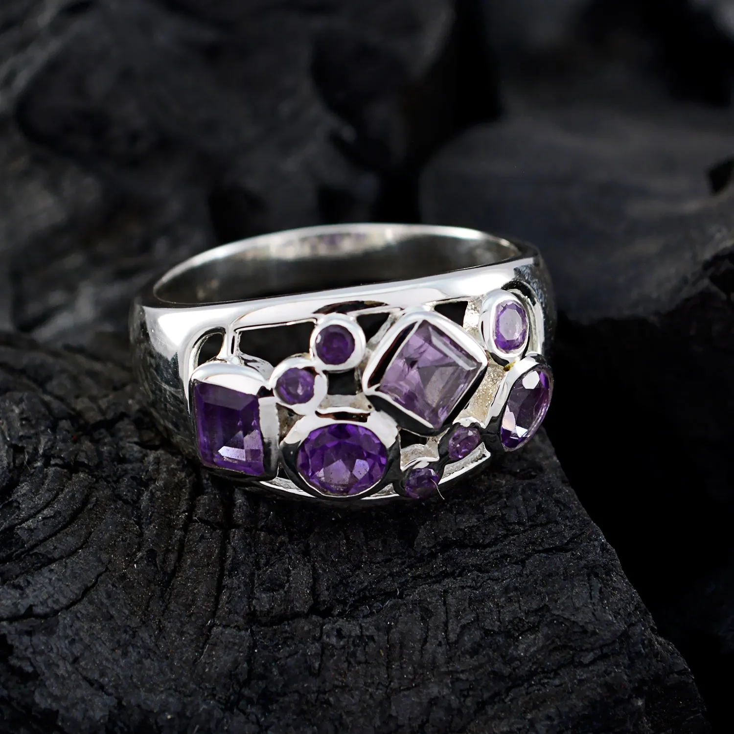 Drop-Dead Gem Amethyst 925 Sterling Silver Rings Gift Easter Sunday