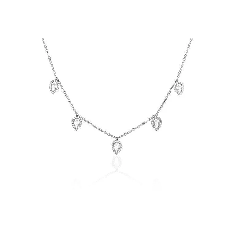 EF Collection - Diamonds and White Topaz Teardrop Diamonds Choker, White Gold