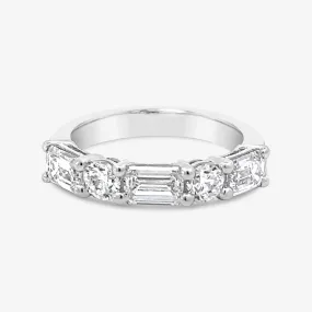 Emerald Cut & Round Diamond Halfway Ring