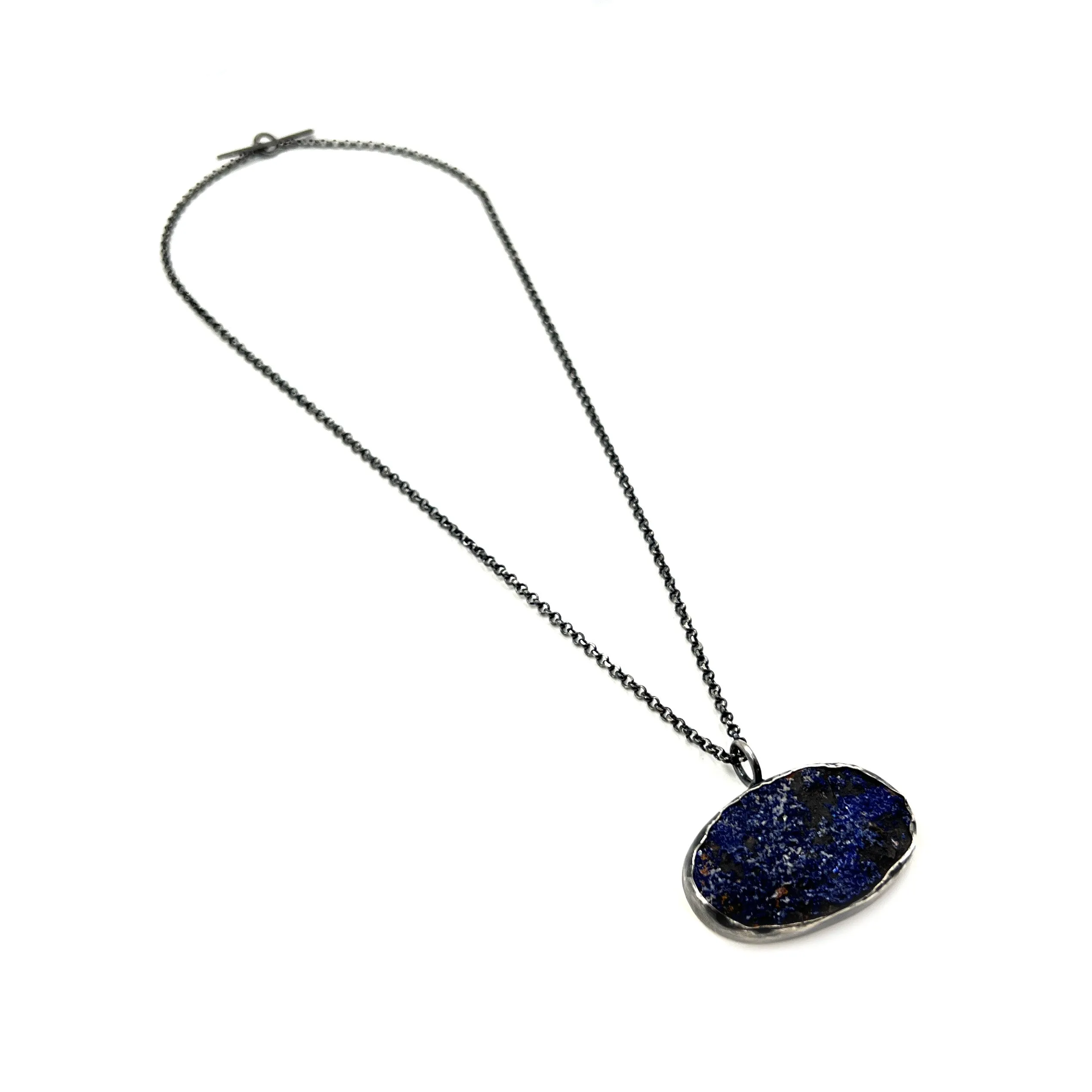 Engraved Reversible Azurite Pendant