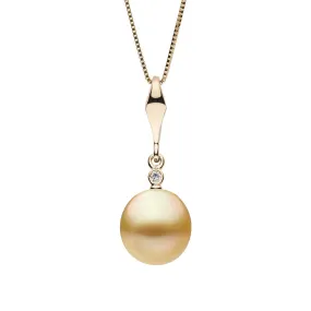 Essential Collection 9.0-10.0 mm Golden South Sea Drop Pearl and Diamond Pendant