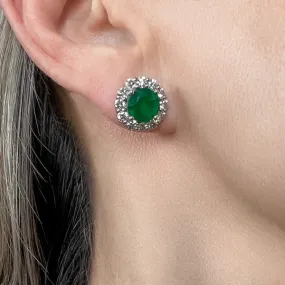 Estate Emerald & Diamond Stud Earrings