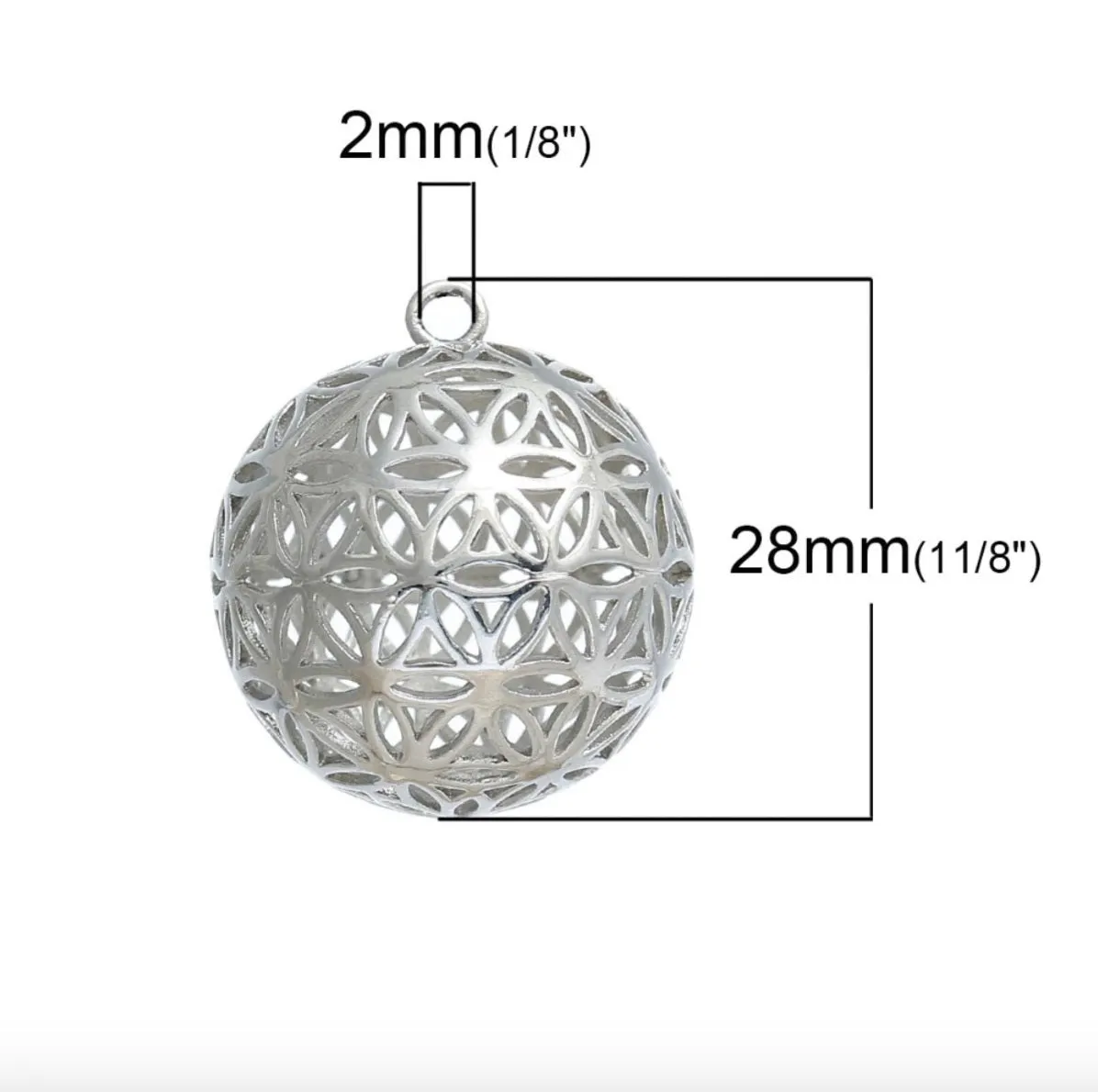 Flower of Life 3D Charm Pendants Round Silver Color