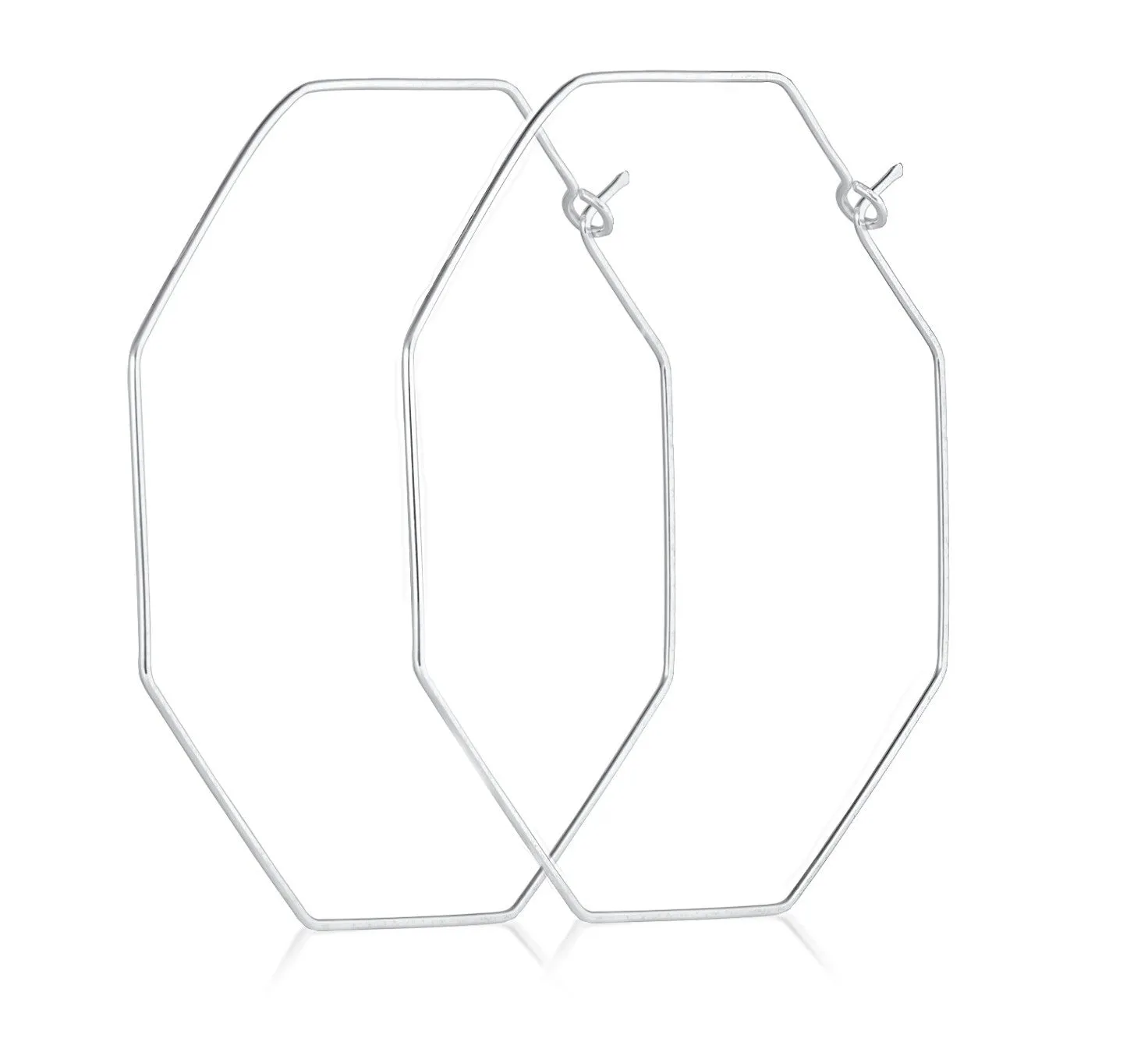 Geometric Sterling Silver Hoops - Polygon Hoop Earrings