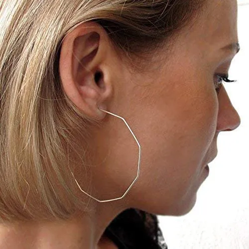 Geometric Sterling Silver Hoops - Polygon Hoop Earrings