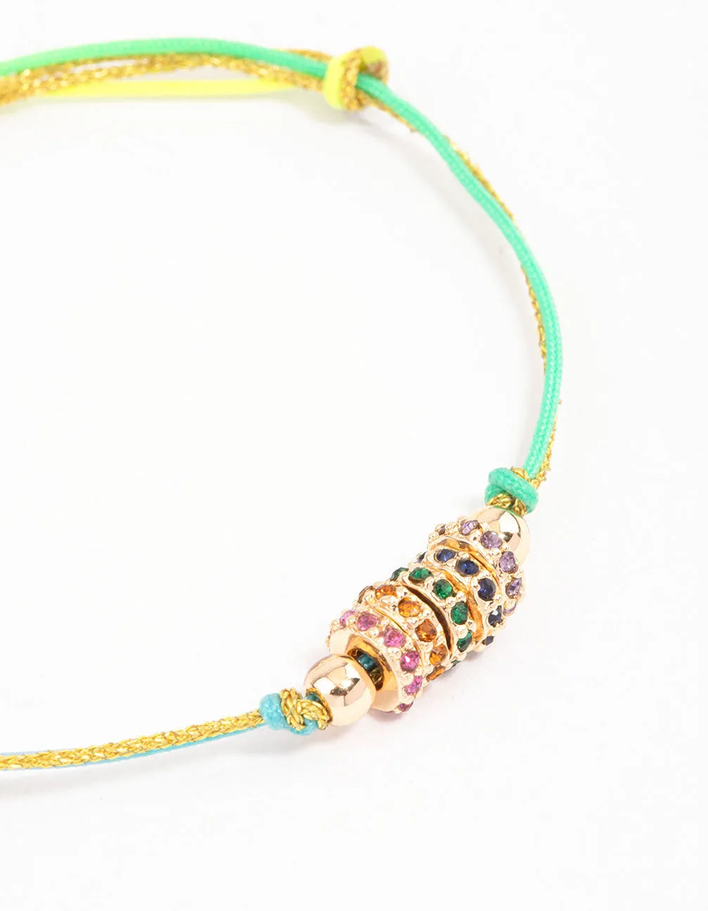 Gold Mixed Stone Pendant Bracelet