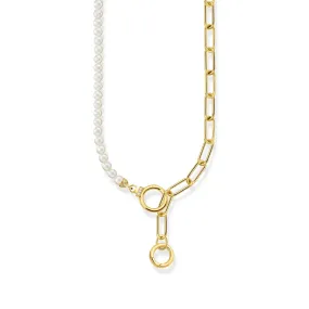 Golden Necklace with freshwater pearls and zirconia