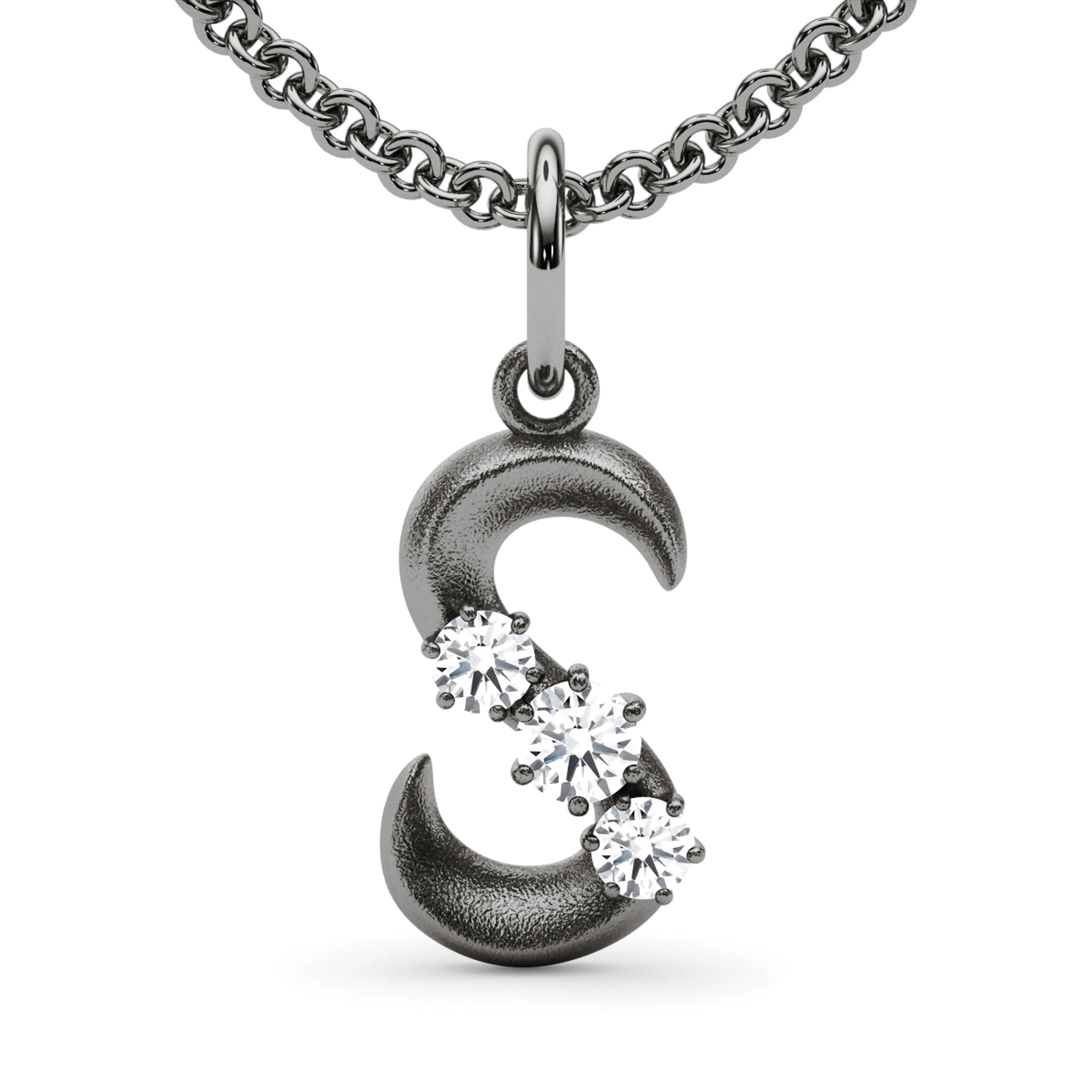 Graduated Diamond Initial Pendant Letter S