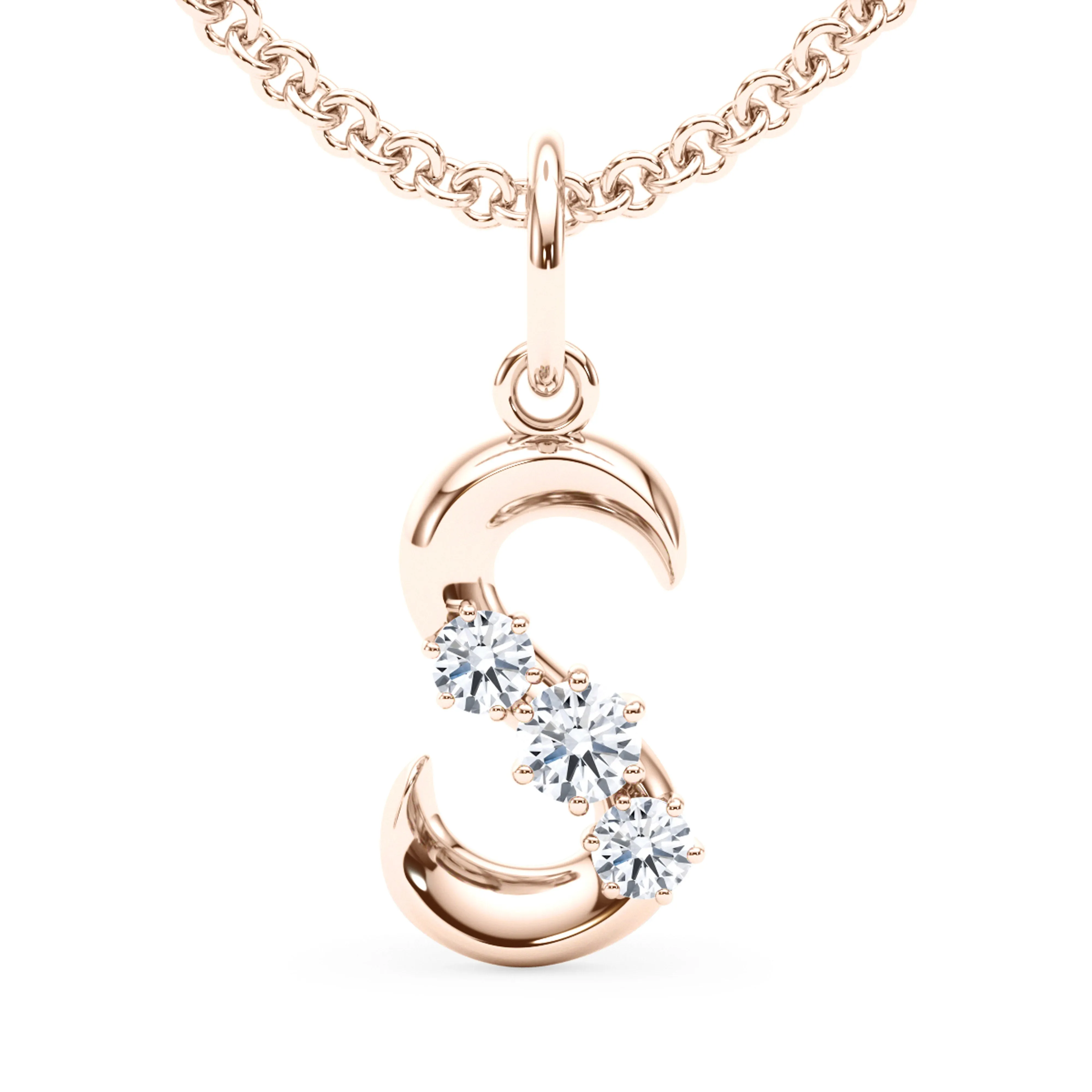 Graduated Diamond Initial Pendant Letter S