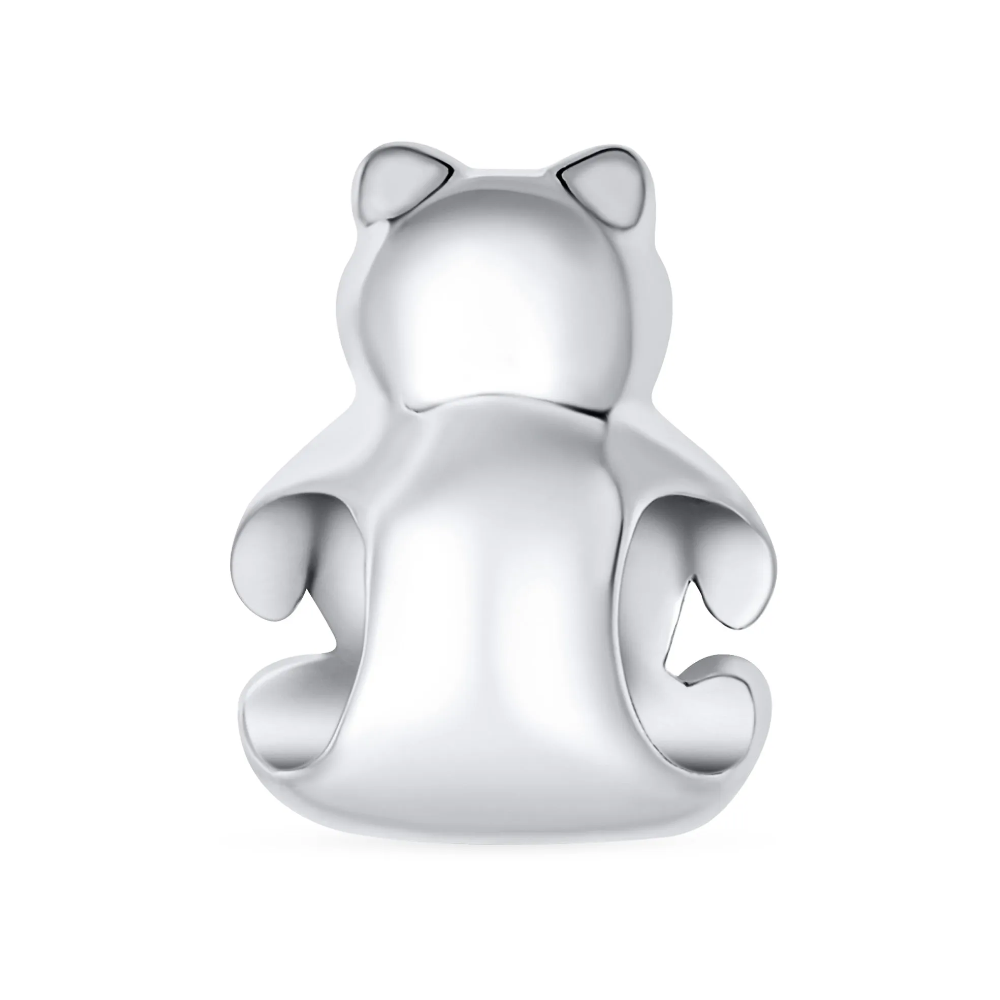 Heart & Stuffed Elephant Teddy Bear Hug Charm Bead 925 Sterling Silver