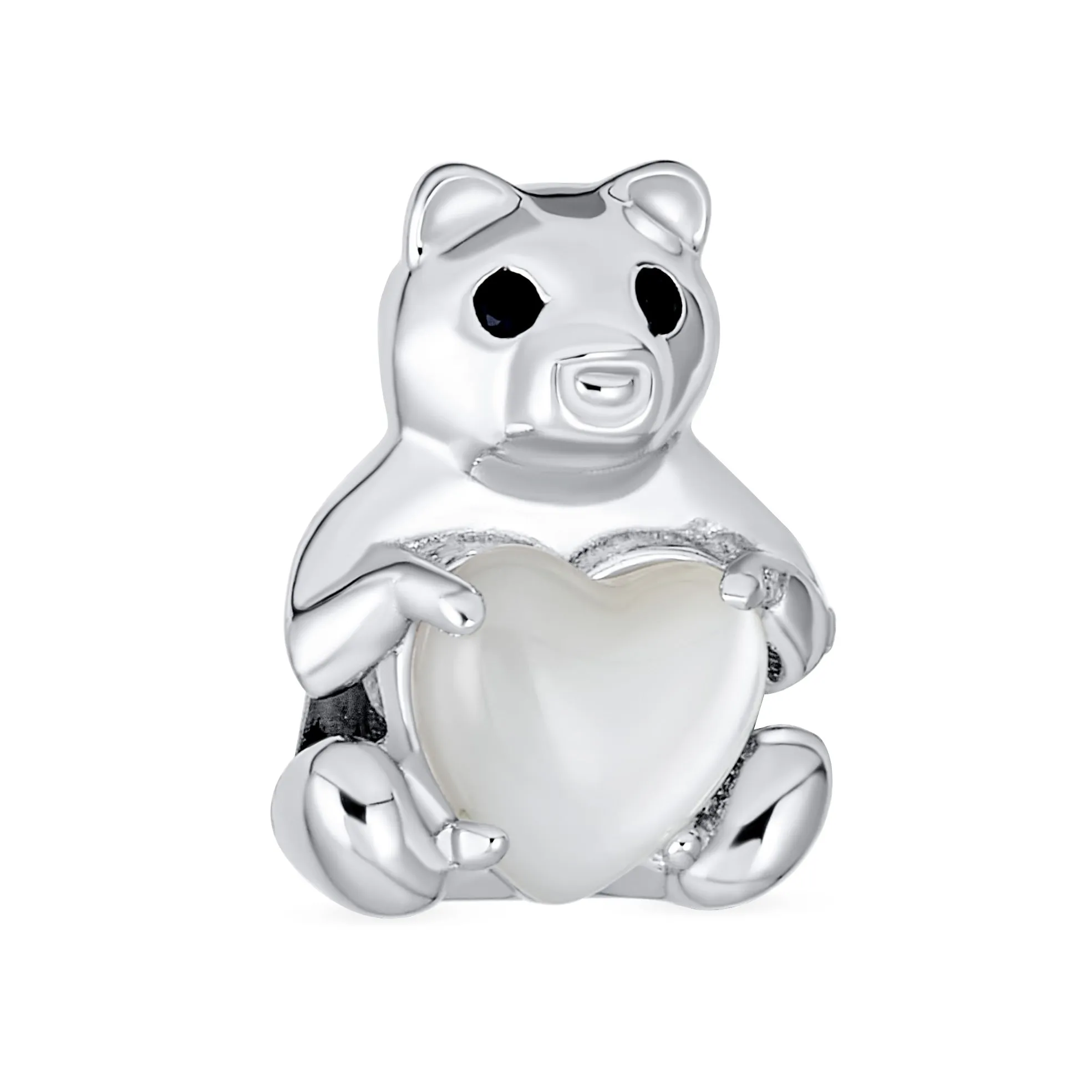 Heart & Stuffed Elephant Teddy Bear Hug Charm Bead 925 Sterling Silver