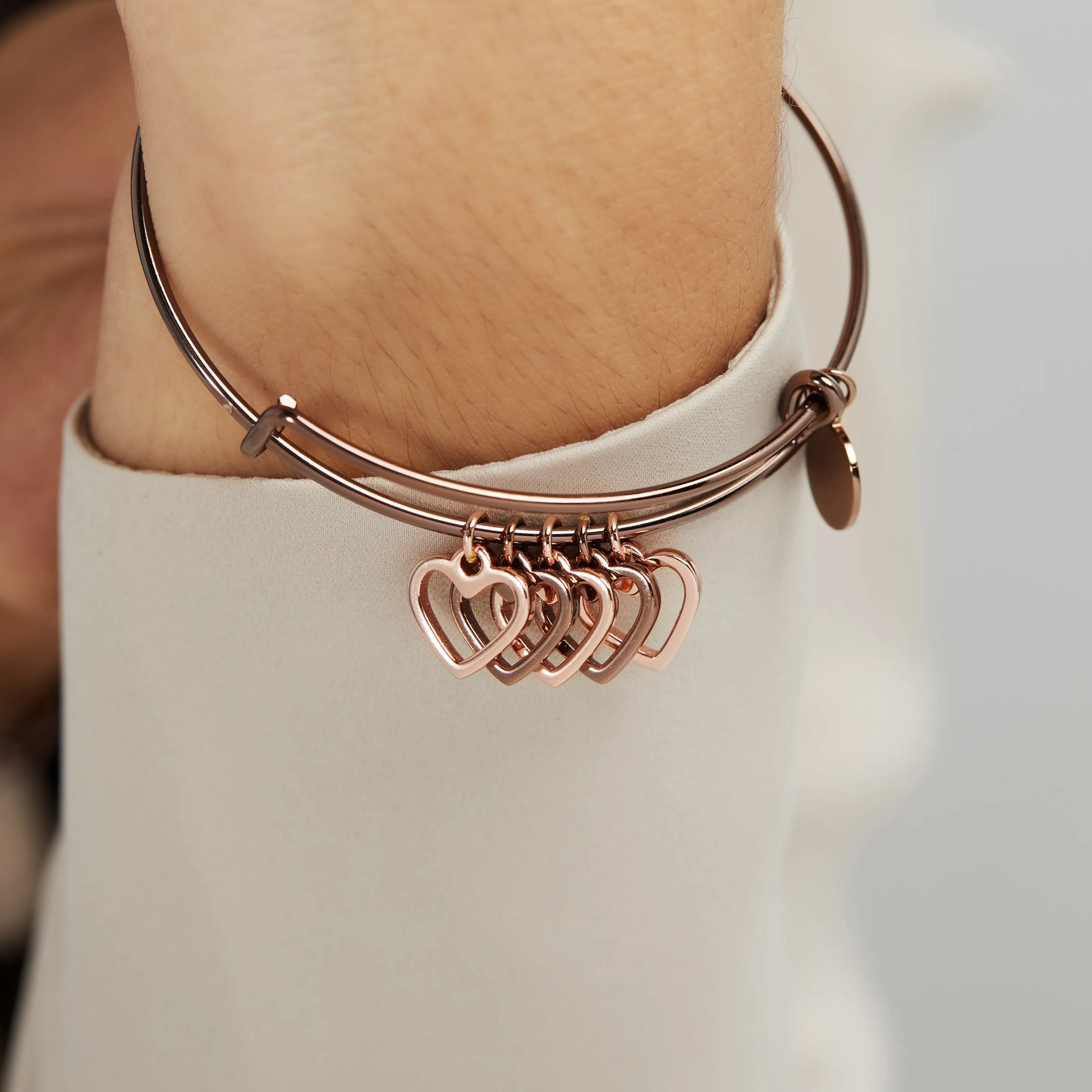 Hearts Multi-Charm Bangle Bracelet