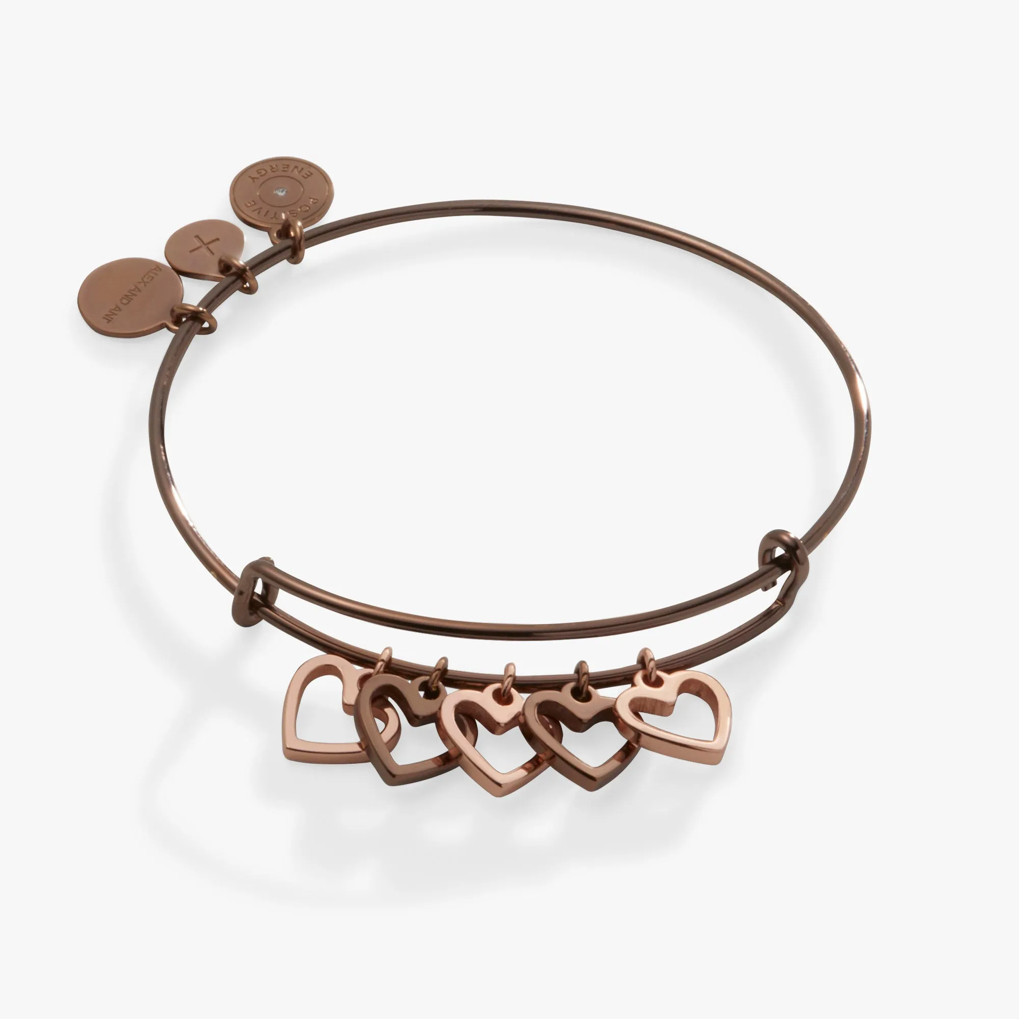 Hearts Multi-Charm Bangle Bracelet