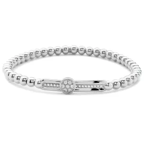 Hulchi Belluni Stretch Bracelet with a Single Pave Diamond Moveable Station White Gold