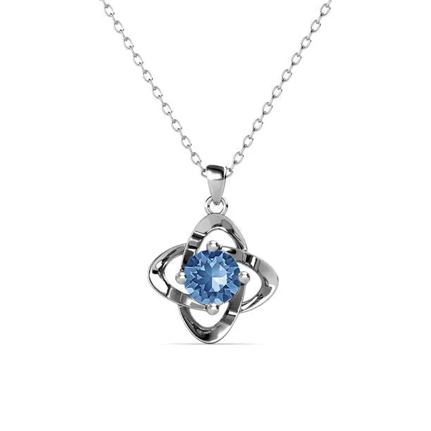 Infinity 18k White Gold Plated Birthstone Flower Necklace with Simulated Diamond Crystals