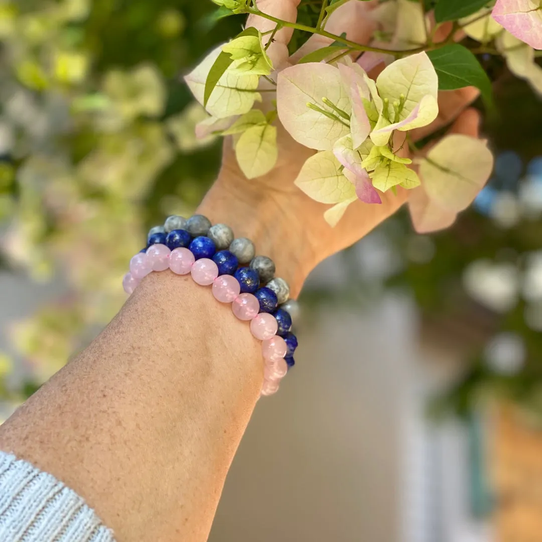 Jewelry to Bring Positivity: Lapis Lazuli, Jasper and Rose Quartz Bracelets