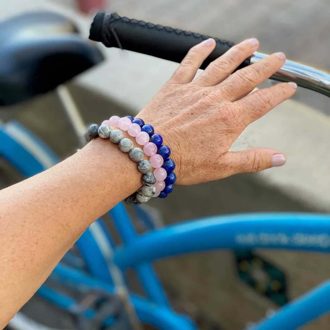 Jewelry to Bring Positivity: Lapis Lazuli, Jasper and Rose Quartz Bracelets