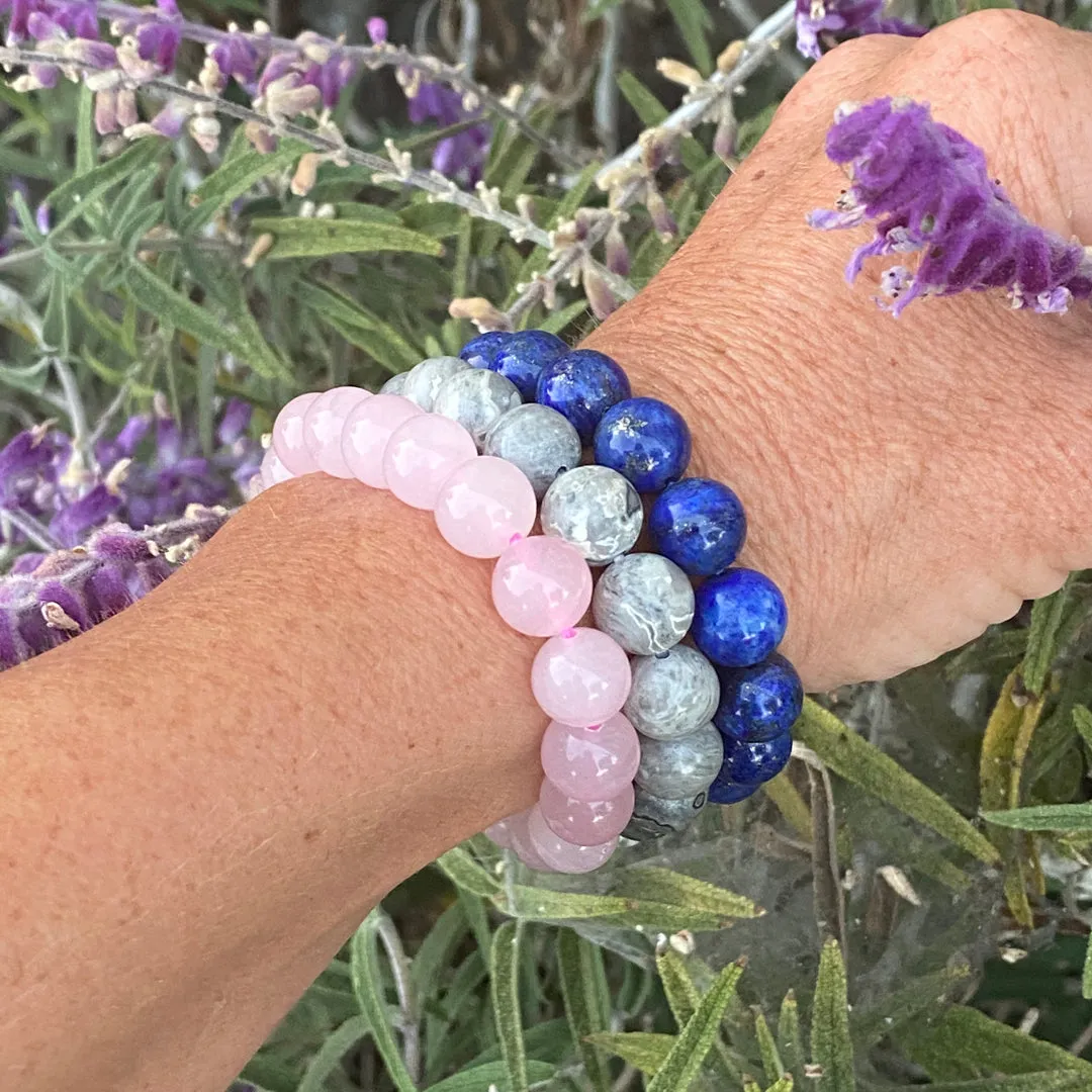 Jewelry to Bring Positivity: Lapis Lazuli, Jasper and Rose Quartz Bracelets