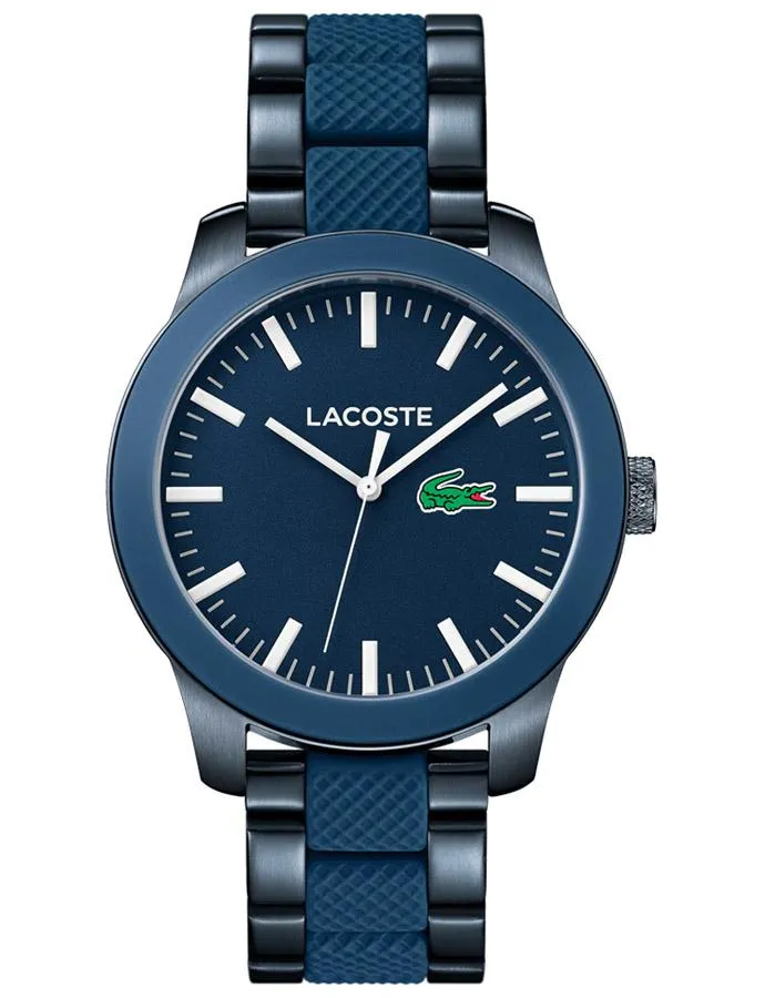 Lacoste Mens 12.12 Pinnacle Sport Watch - Navy Ion Plated Stainless - Bracelet