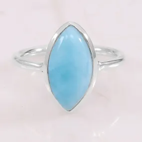 Larimar Ring 925 Sterling Silver Ring, Larimar Gemstone Ring, Solitaire Ring, Larimar Birthstone Ring