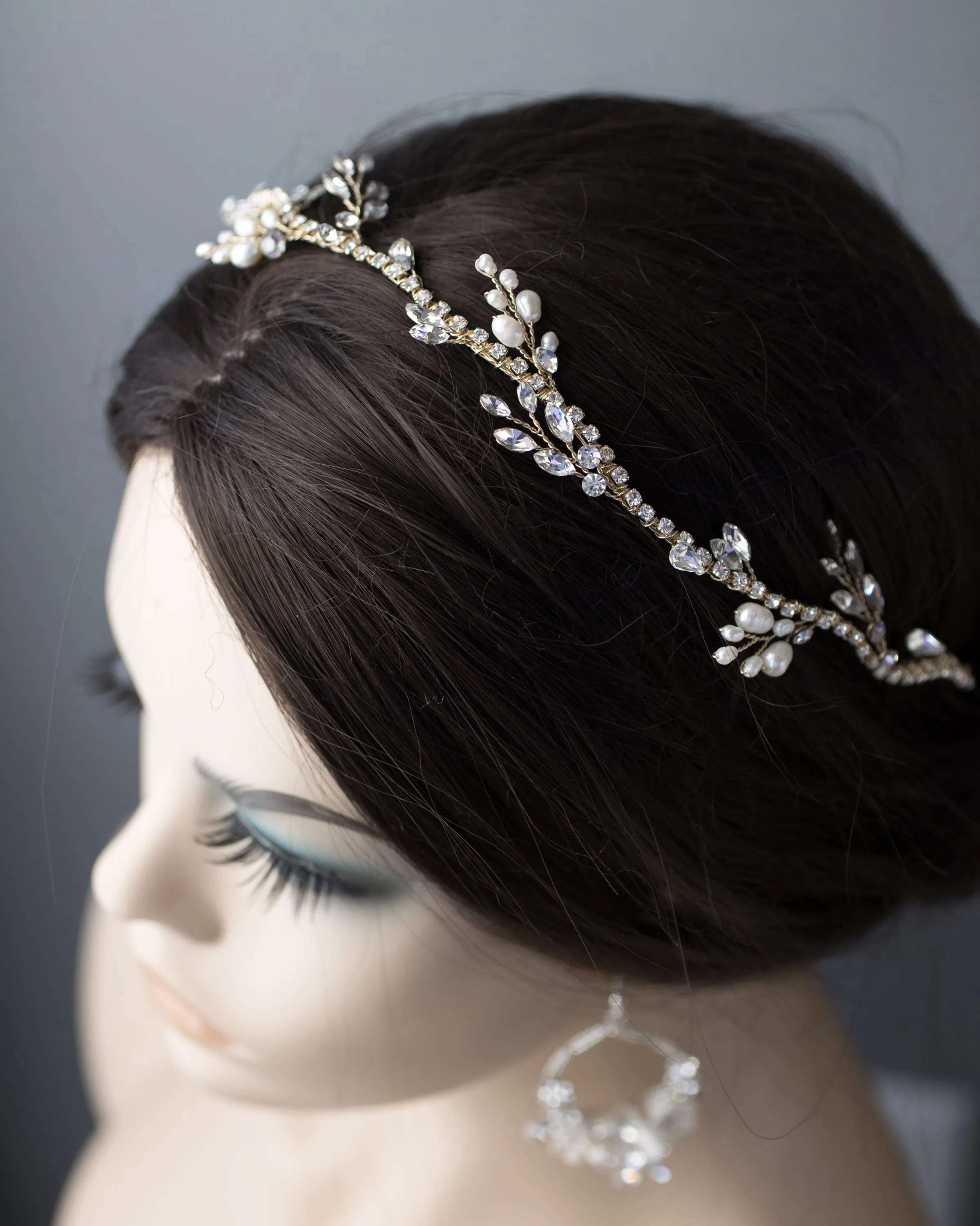 Light Gold Cultured Pearl Vine Headband