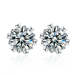 Love Snowflake Moissanite Stud Earrings Earrings