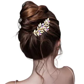 Marquise Stone Accented Leaf Cluster Hair Comb