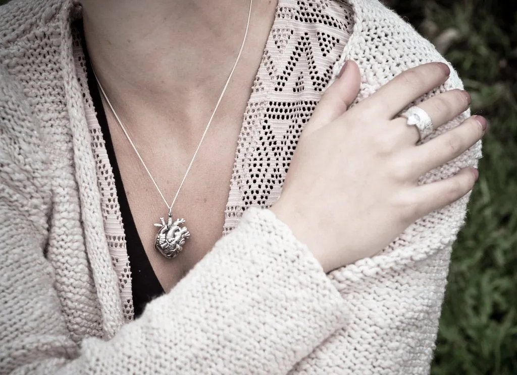 Mini Gold Anatomical Heart Locket & Pendant