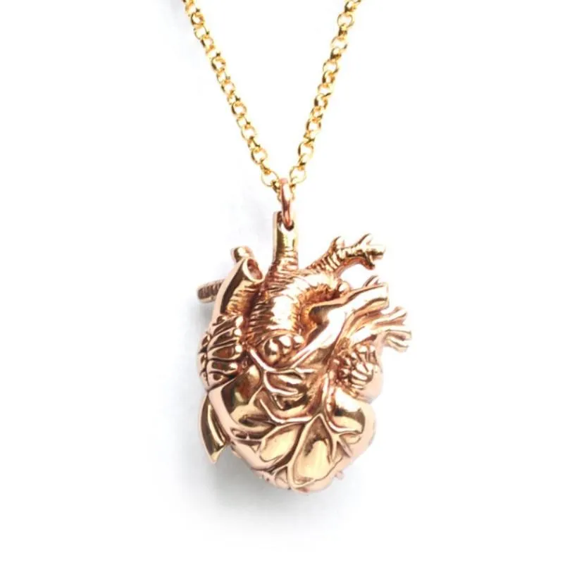 Mini Gold Anatomical Heart Locket & Pendant