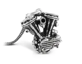 Motorcycle Engine Necklace - Silver