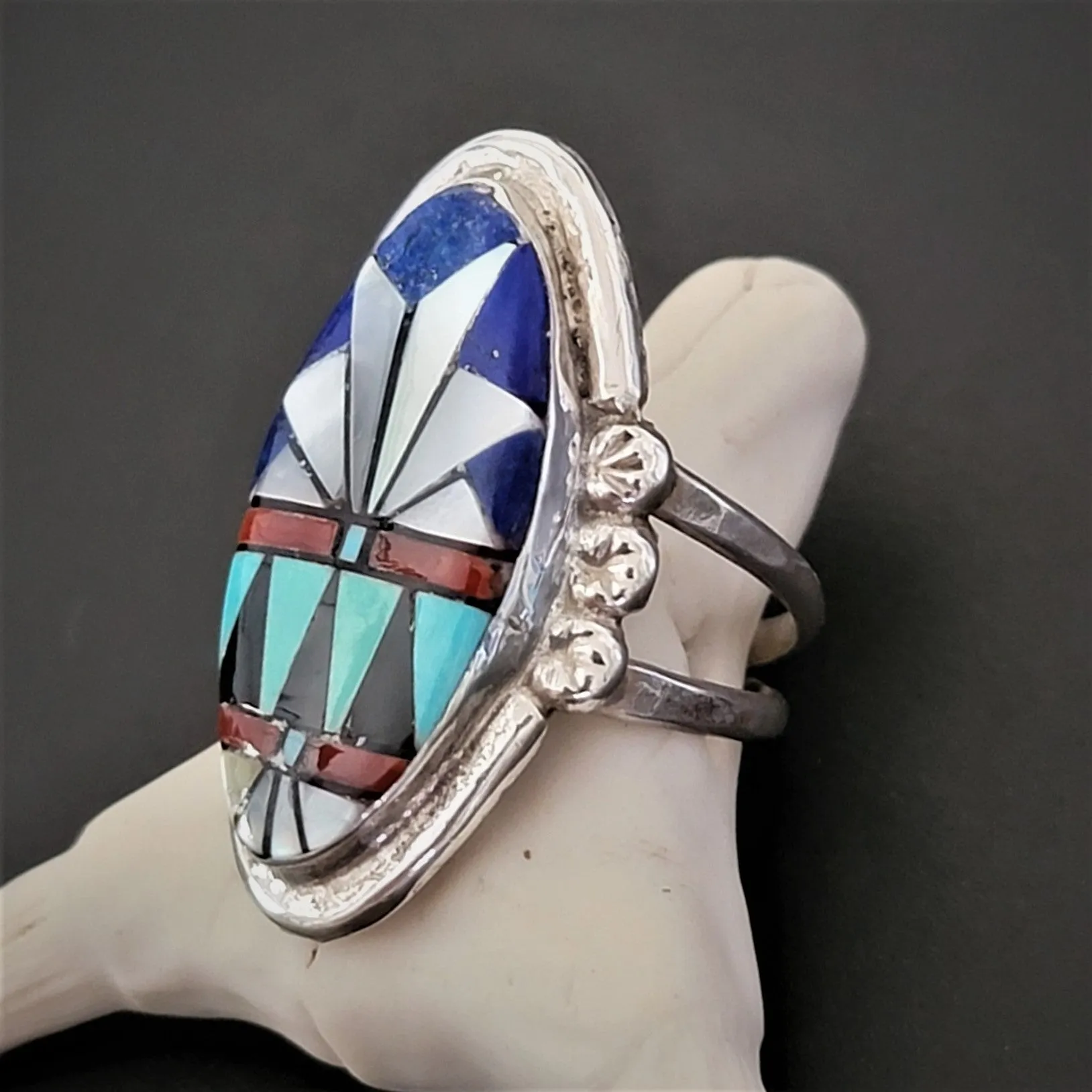 Ola Eriacho Zuni Inlay Ring - Size 9