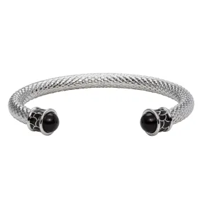 PALLADIUM PLATED SALAMANDER TORQUE BLACK BANGLE