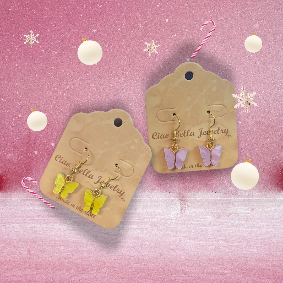 Pastel Butterfly Charm Earrings | A Sweet and Charming Way to Add a Touch of Nature to Your Outfit