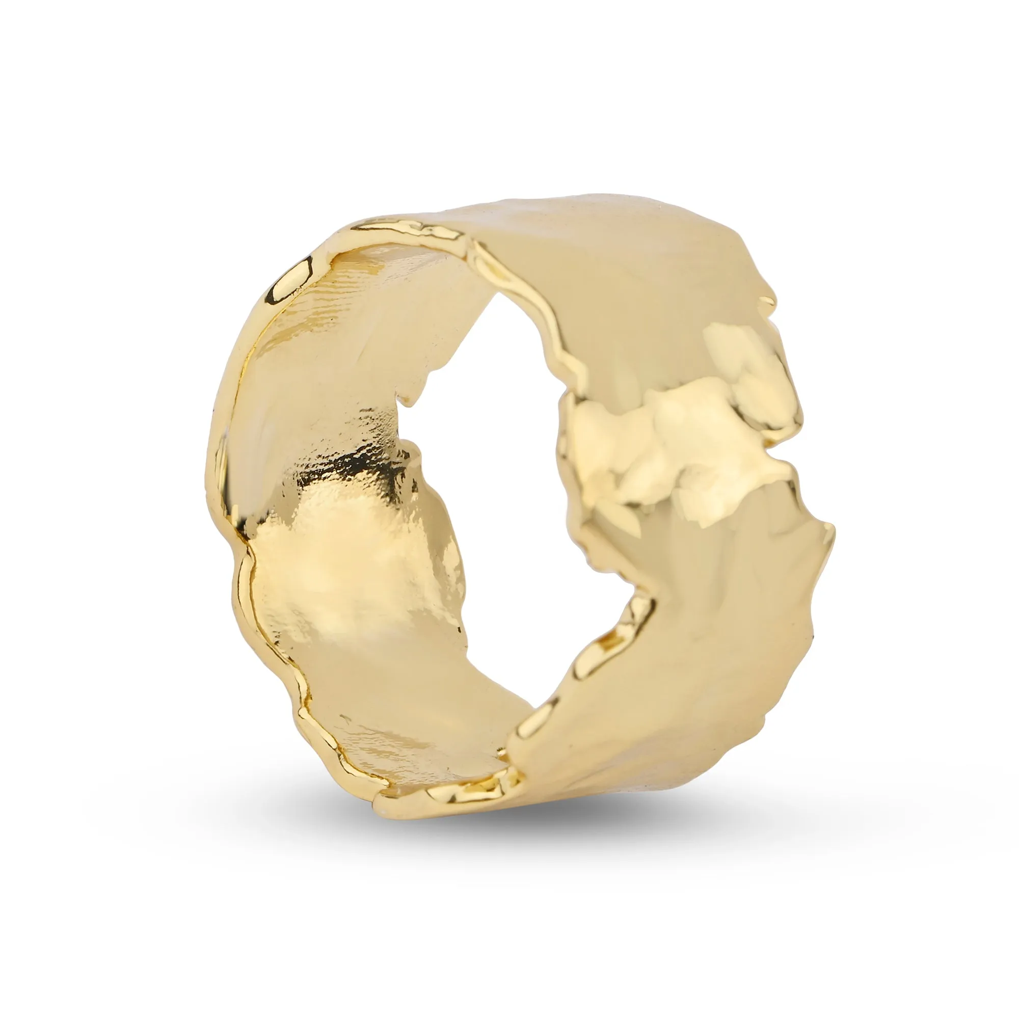 Real Gold Plated Z  Gold Molten Ring-Small