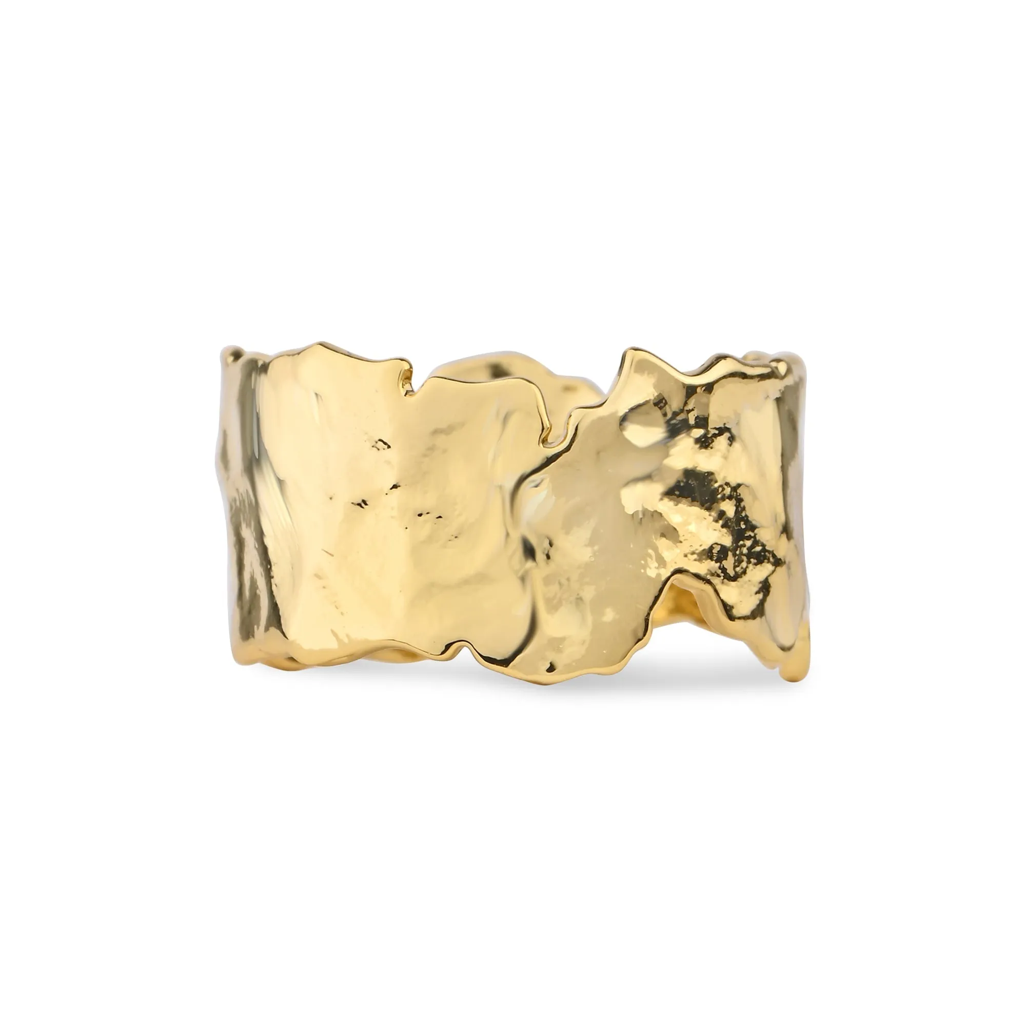 Real Gold Plated Z  Gold Molten Ring-Small