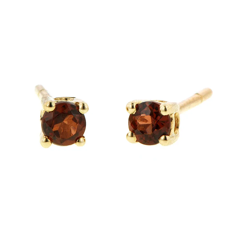 Round 3mm Garnet Stud Earrings