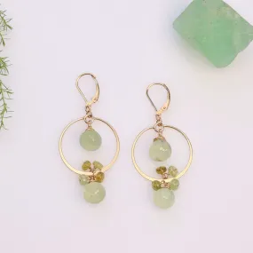 Sage Fields - Prehnite Gold Hoop Earrings