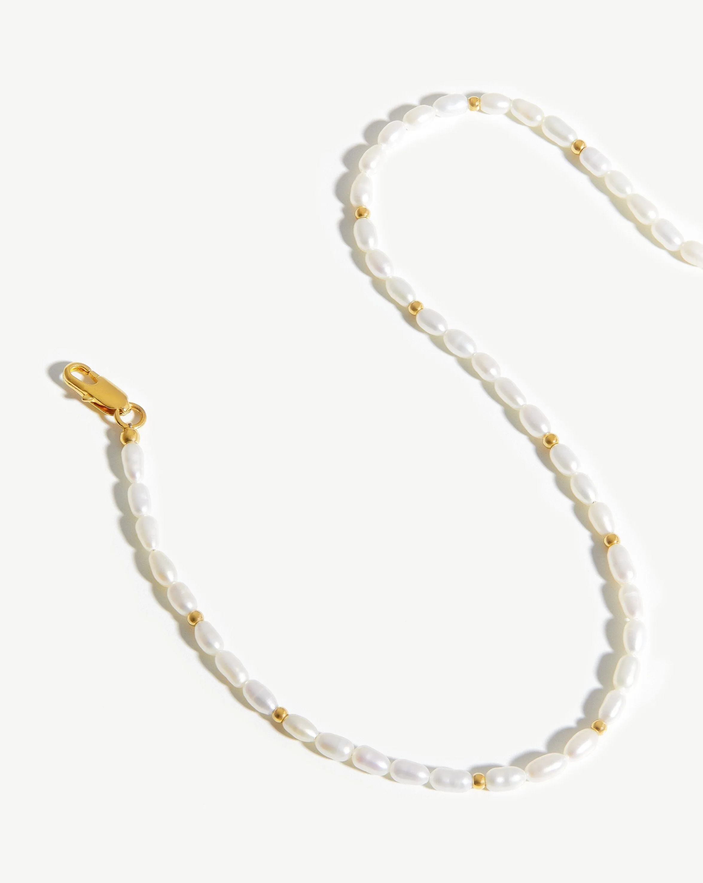 Short Seed Pearl Beaded Necklace | 18ct Gold Plated/Pearl