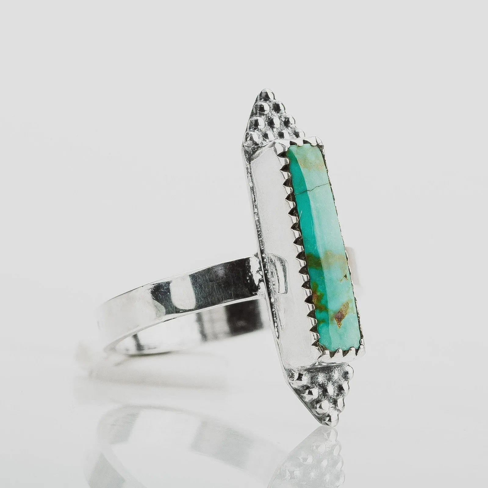 Size 6.75 Rectangle Royston Turquoise Gemstone Ring