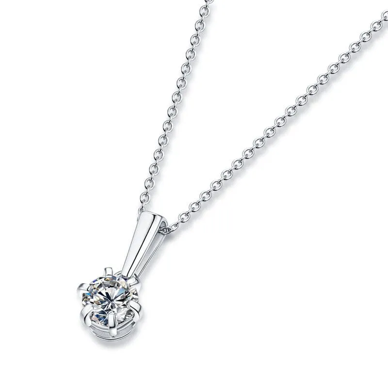 Sparkling Diamond Pendant Necklace - 925 Sterling Silver