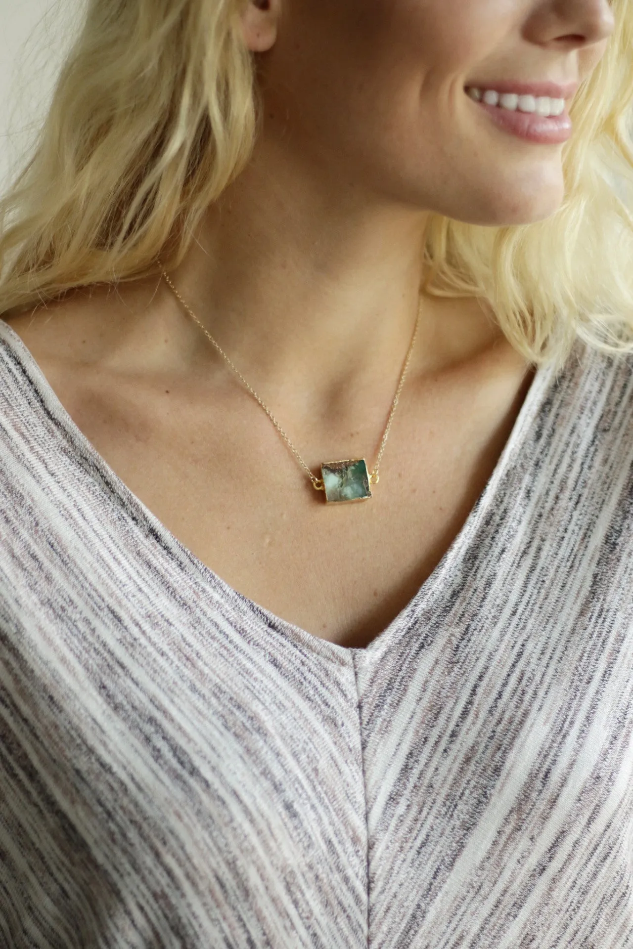 Square Necklace - Semi Precious Stone