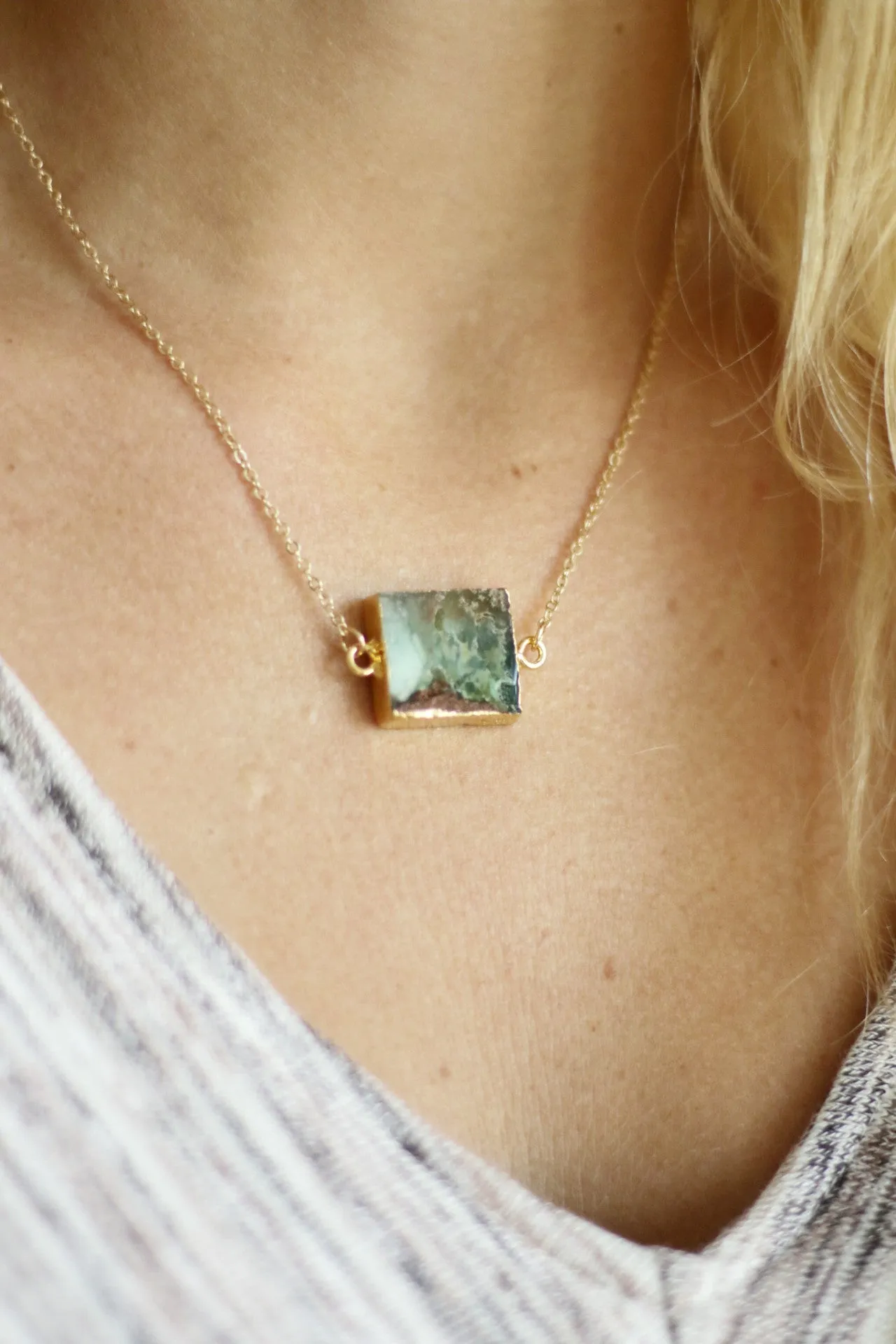 Square Necklace - Semi Precious Stone