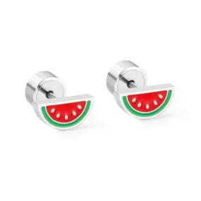 STAINLESS STEEL COLORED WATERMELON EARRINGS FOR GIRLS