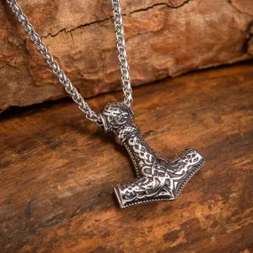 Stainless Steel Fenrir Mjolnir Pendant