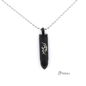 Stainless Steel Openable Bullet Pendant with Flame pattern - Keepsake | Memorial