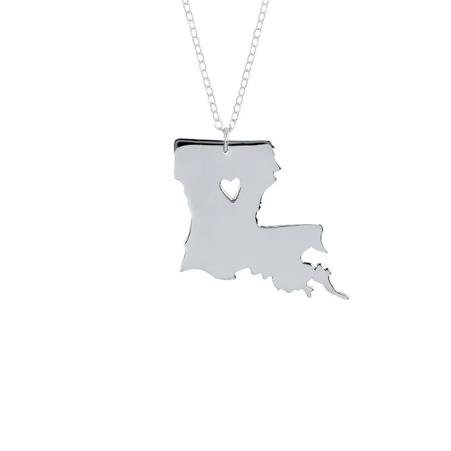 State Necklace with Cutout Heart