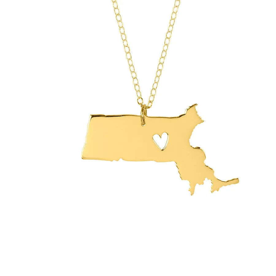 State Necklace with Cutout Heart